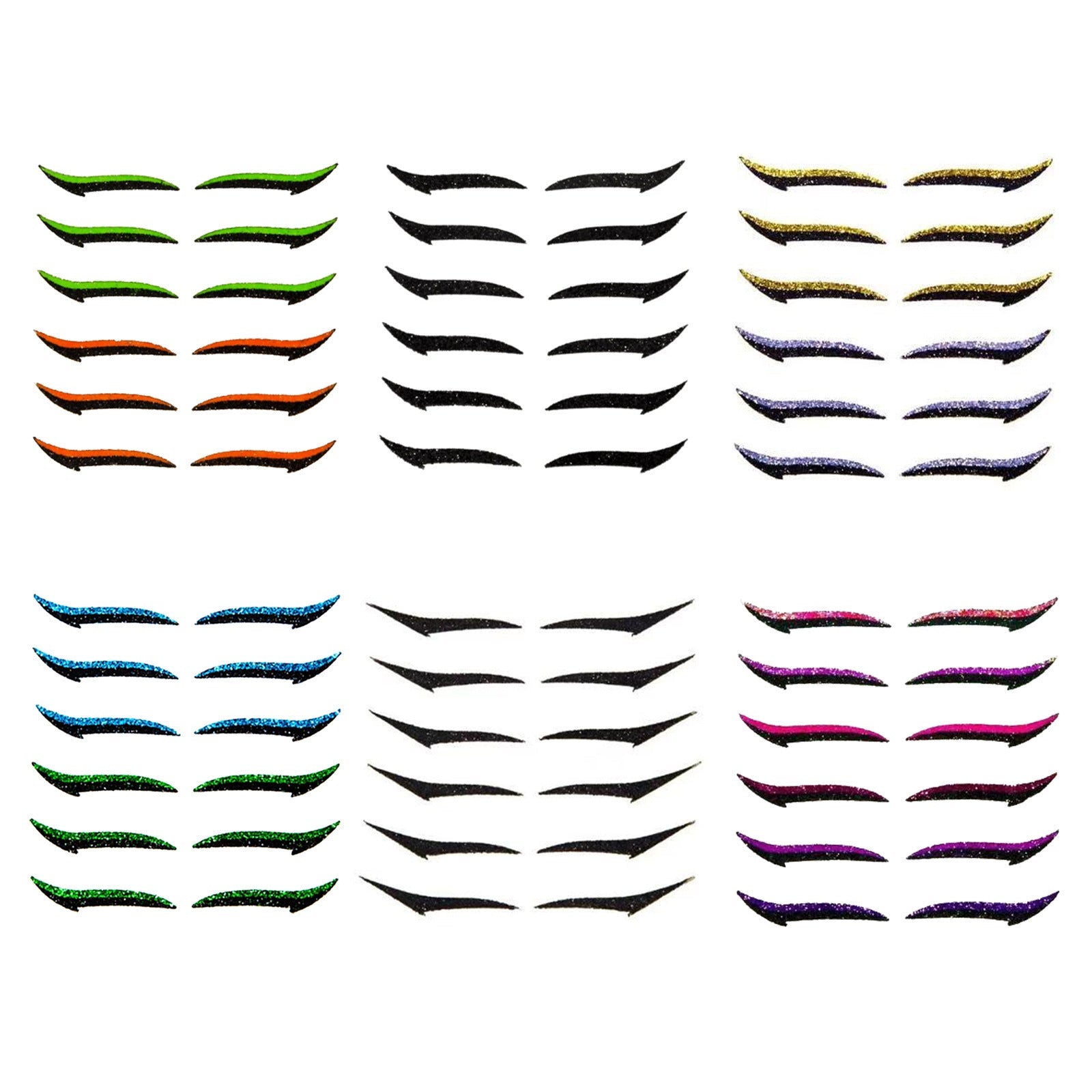 JMT-774602 Natural Eyeliner Sticker Set for Big Eye Makeup - 12 Pieces, Multiple Colors