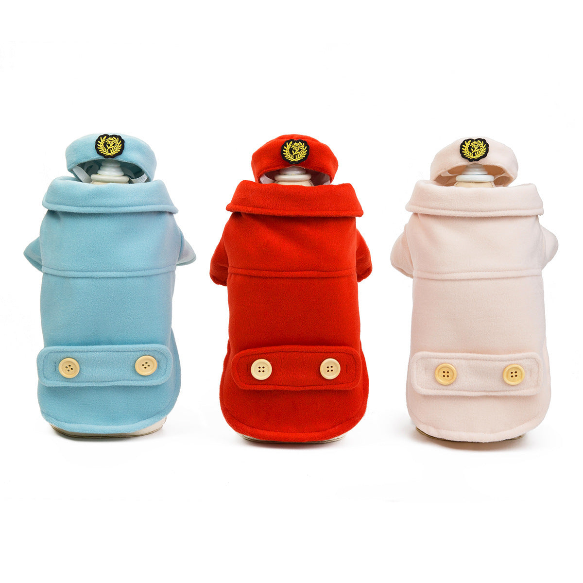 JMT-774794 Stylish Flight Attendant Dog Coat in Red, Khaki, and Blue - Multiple Sizes Available