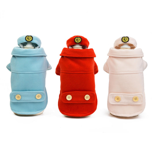 JMT-774794 Stylish Flight Attendant Dog Coat in Red, Khaki, and Blue - Multiple Sizes Available