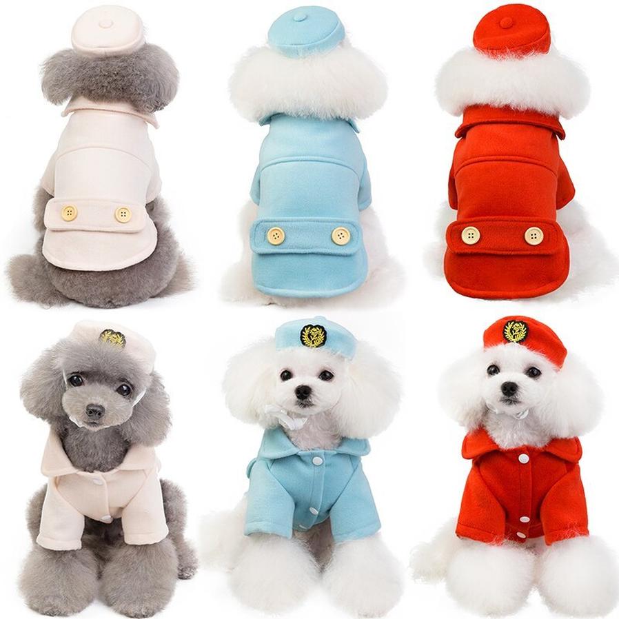 JMT-774794 Stylish Flight Attendant Dog Coat in Red, Khaki, and Blue - Multiple Sizes Available