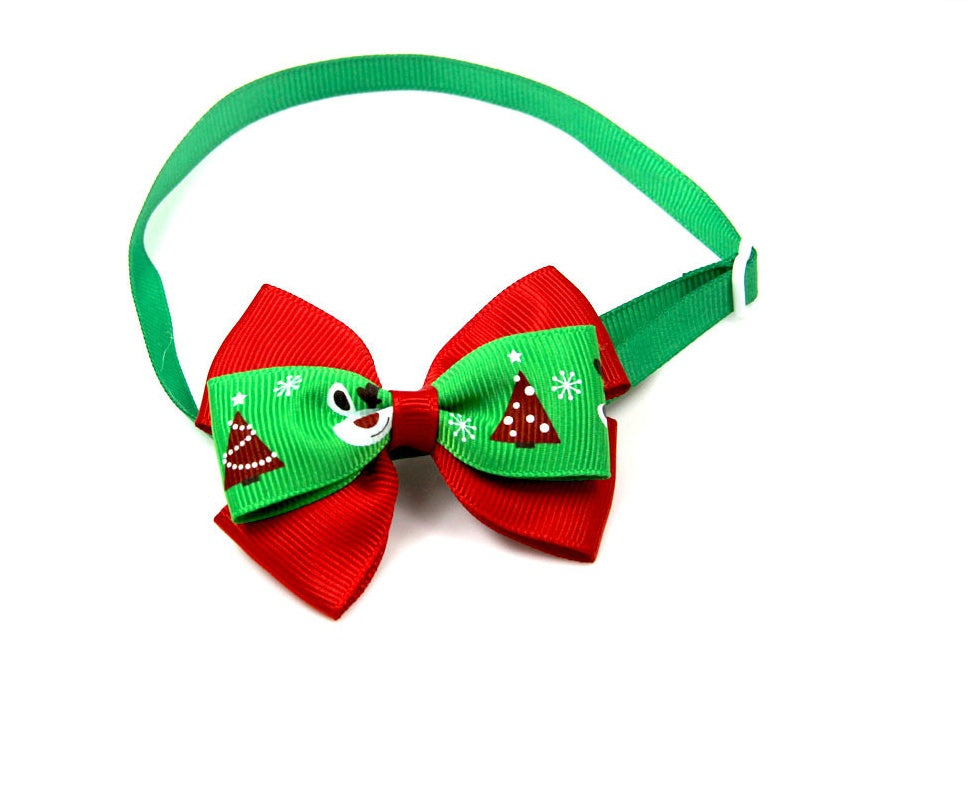 JMT-774986 Christmas-Themed Cartoon Pet Bow Ties for Dogs and Cats - Festive Party Accessories, 50 Pack