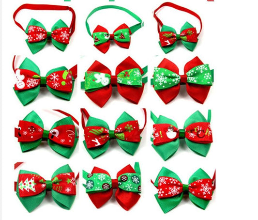 JMT-774986 Christmas-Themed Cartoon Pet Bow Ties for Dogs and Cats - Festive Party Accessories, 50 Pack