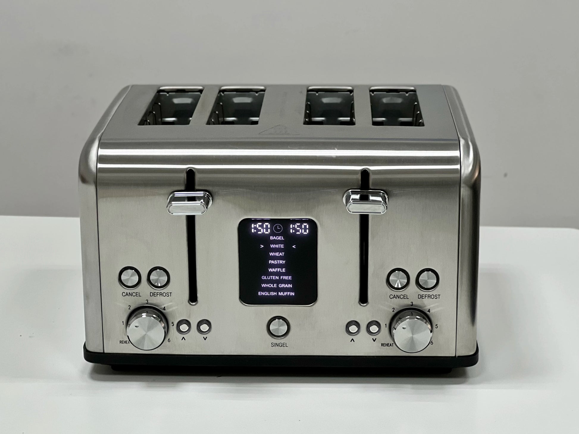 JMT-775114 Stainless Steel 4-Slice Digital Toaster with LED Display and Dust Cover