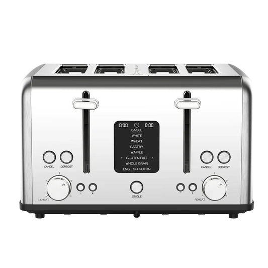 JMT-775114 Stainless Steel 4-Slice Digital Toaster with LED Display and Dust Cover
