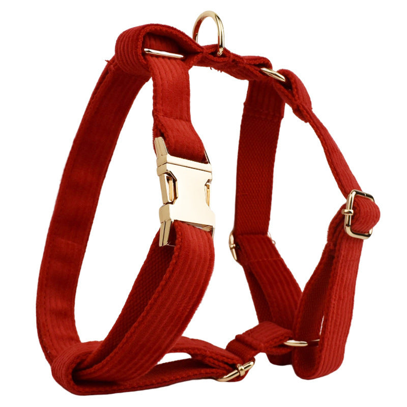 JMT-775498 Corduroy Dog Collar and Leash Set with Bow and Accessories - Five-Piece Pet Essentials