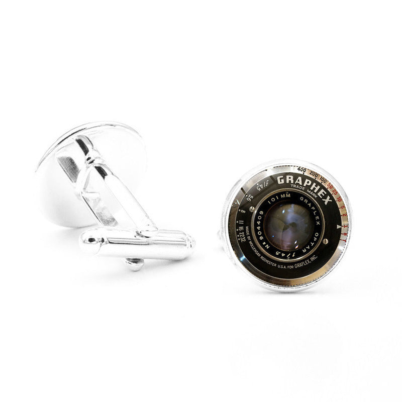 JMT-775498 Fashion Glass Cufflinks with Alloy Accents - 1.8cm Length, 1.7cm Width, 1.6cm Diameter