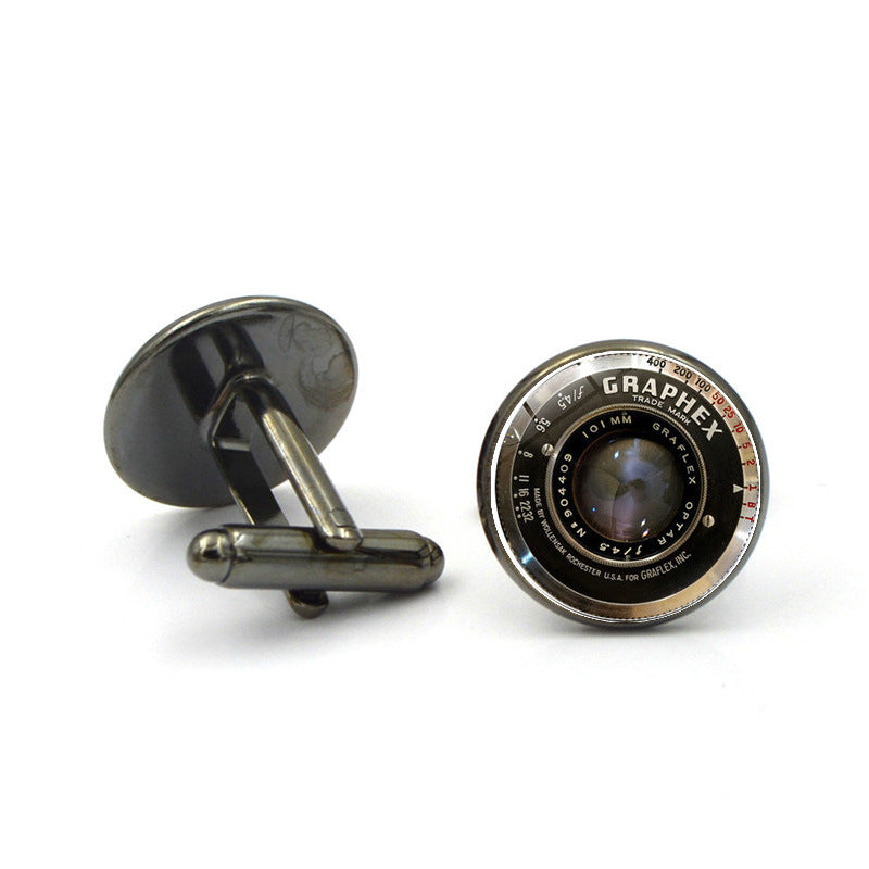 JMT-775498 Fashion Glass Cufflinks with Alloy Accents - 1.8cm Length, 1.7cm Width, 1.6cm Diameter
