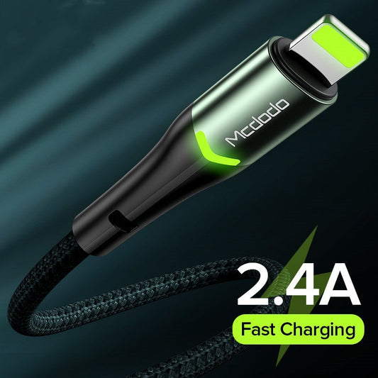 JMT-775498 LED Indicator Data Cable for iPhone with 8PIN Connector - 1.2m/1.8m Length, Aluminum Alloy Material, Fast Charging & Data Transmission