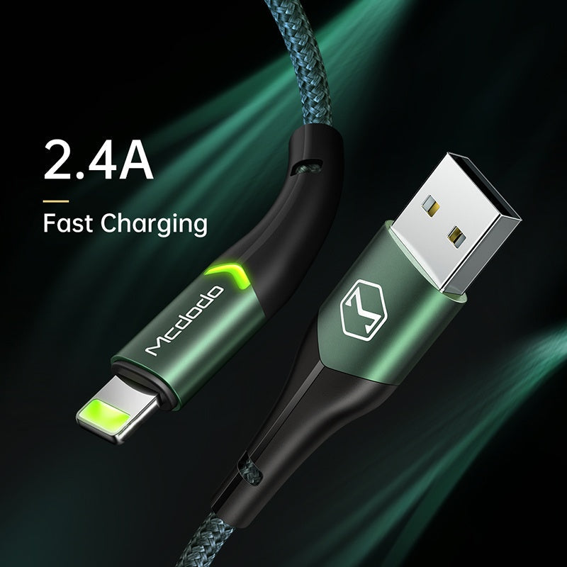 JMT-775498 LED Indicator Data Cable for iPhone with 8PIN Connector - 1.2m/1.8m Length, Aluminum Alloy Material, Fast Charging & Data Transmission