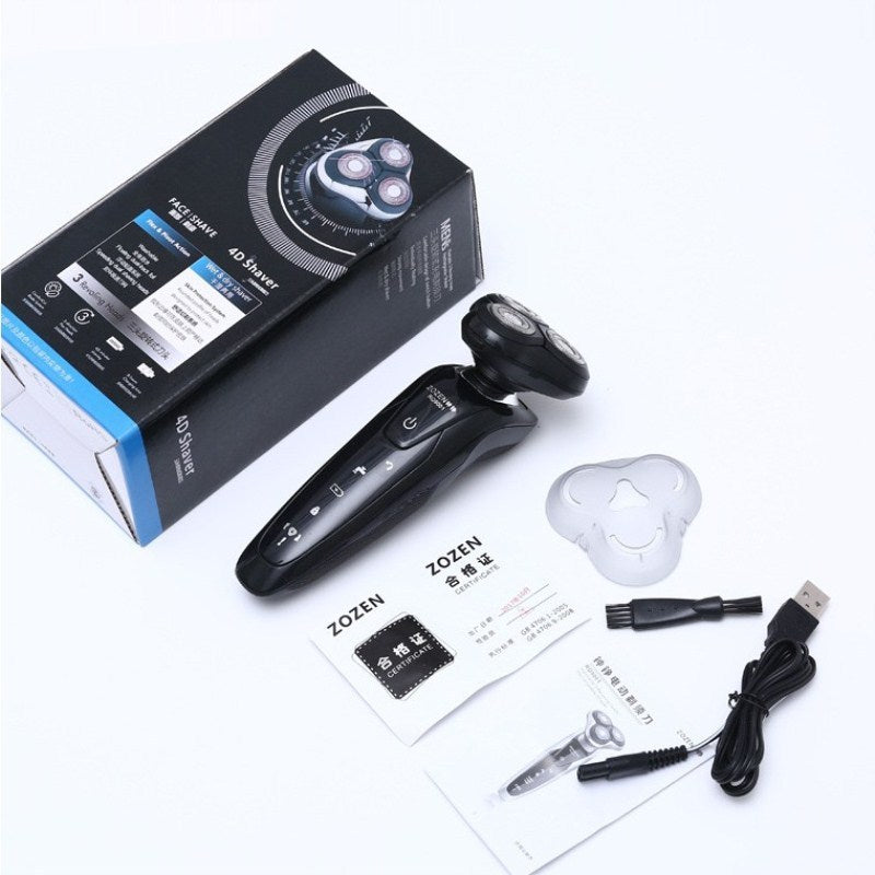 JMT-775562 Zhong Zheng Rechargeable 4D Floating Razor with 3 Rotating Blades and Waterproof Design