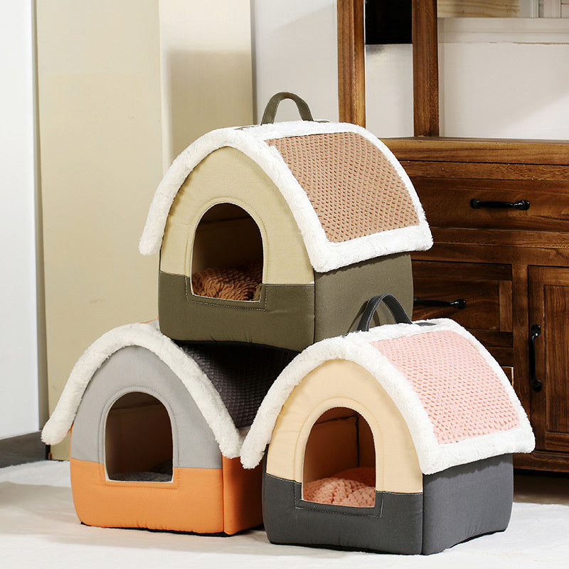 JMT-775626 Foldable Pet Bed House for Small and Medium Dogs & Cats - Warm Sleeping Nest for Winter, Portable Puppy Cave Sofa