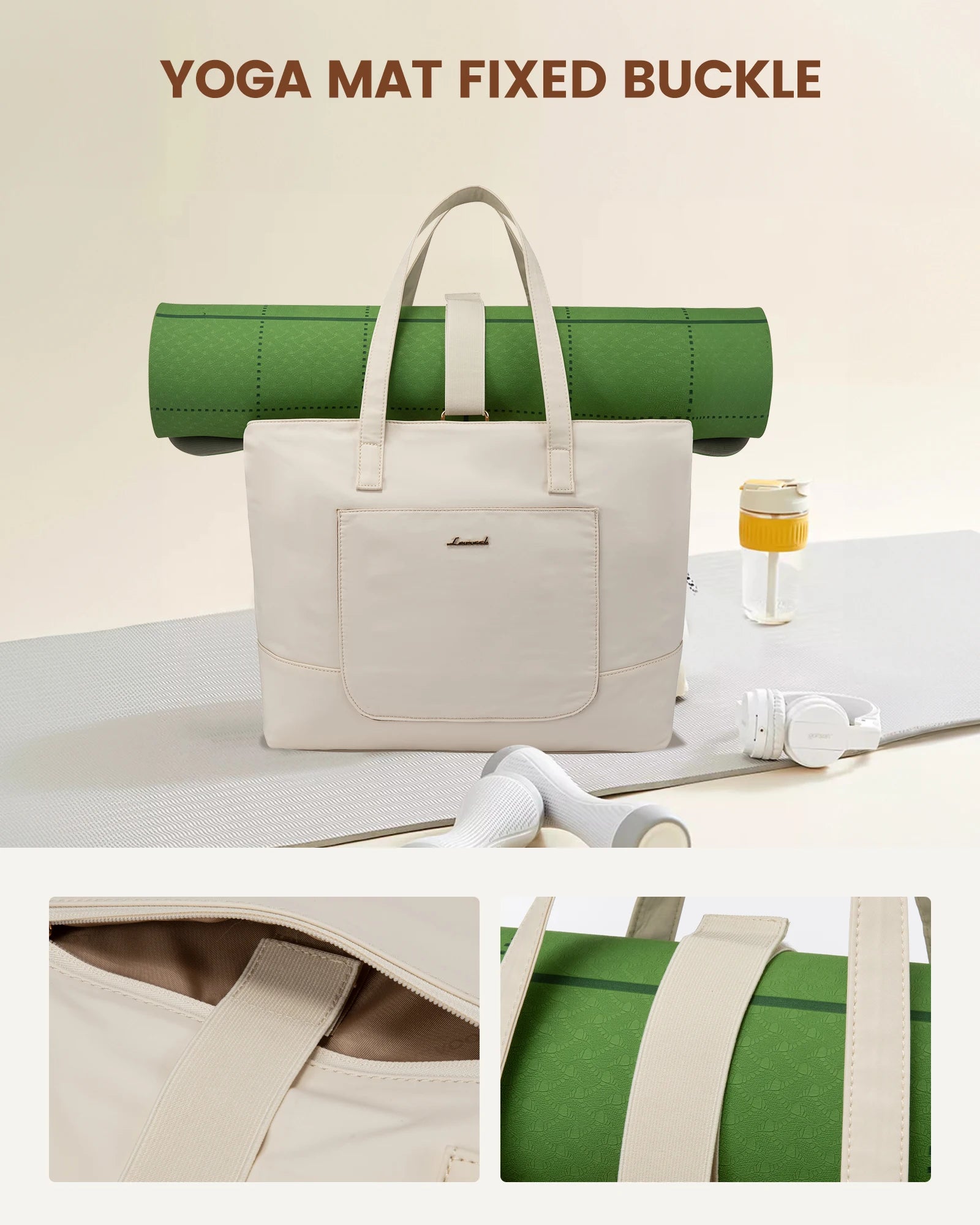 JMT-776138 Lightweight Travel Tote Bag with Yoga Mat Strap for Office, Work, and Gym Use