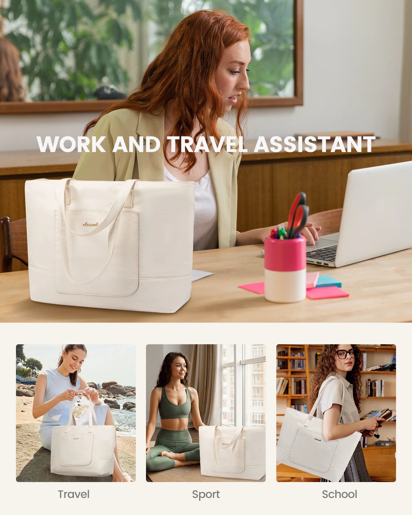 JMT-776138 Lightweight Travel Tote Bag with Yoga Mat Strap for Office, Work, and Gym Use
