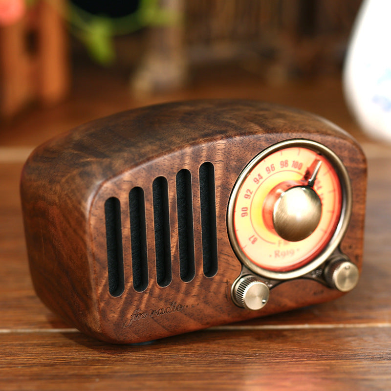 JMT-776650 Retro Wooden Bluetooth Mini Speaker - Wireless Design, 5W Output, 1100mAh Battery, USB Interface, 10m Range