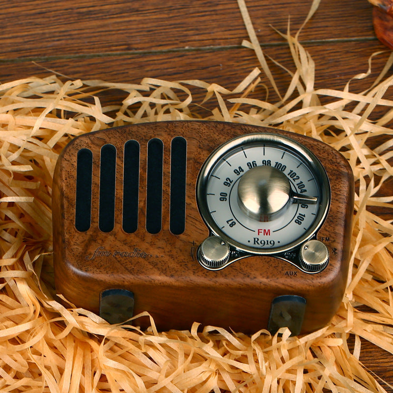 JMT-776650 Retro Wooden Bluetooth Mini Speaker - Wireless Design, 5W Output, 1100mAh Battery, USB Interface, 10m Range