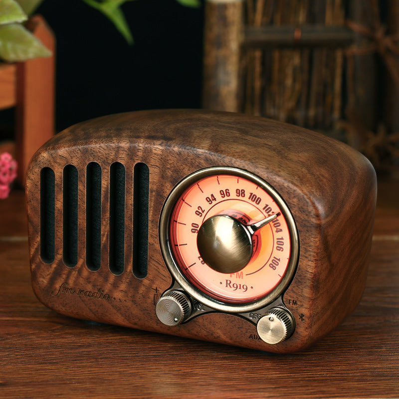JMT-776650 Retro Wooden Bluetooth Mini Speaker - Wireless Design, 5W Output, 1100mAh Battery, USB Interface, 10m Range