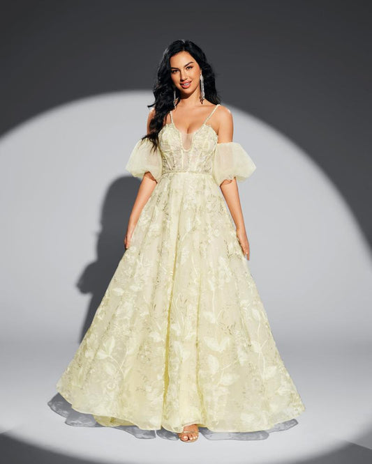 JMT-776714 Elegant Yellow Evening Dress for Special Occasions