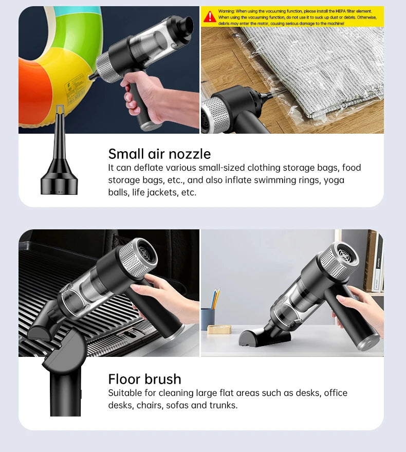 JMT-776778 Mini Handheld Wireless Vacuum Cleaner - 3-in-1 Blow-Suction for Cars and Home