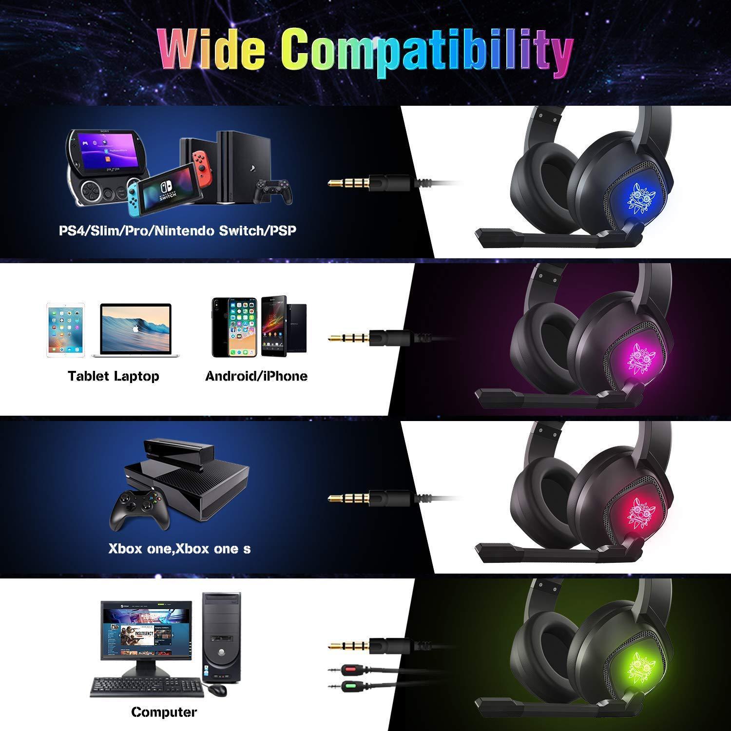 JMT-776970 ONIKUMA K19 RGB Gaming Headset with Omnidirectional Microphone and 50mm Drivers
