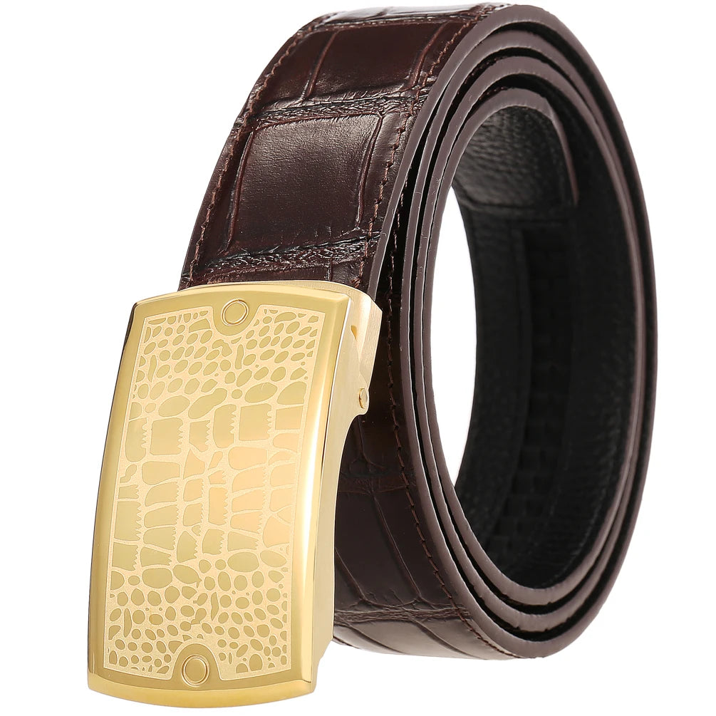 JMT-777226 Men's Luxury Ratchet Belt with Stainless Steel Buckle - Model LY36-61423-8