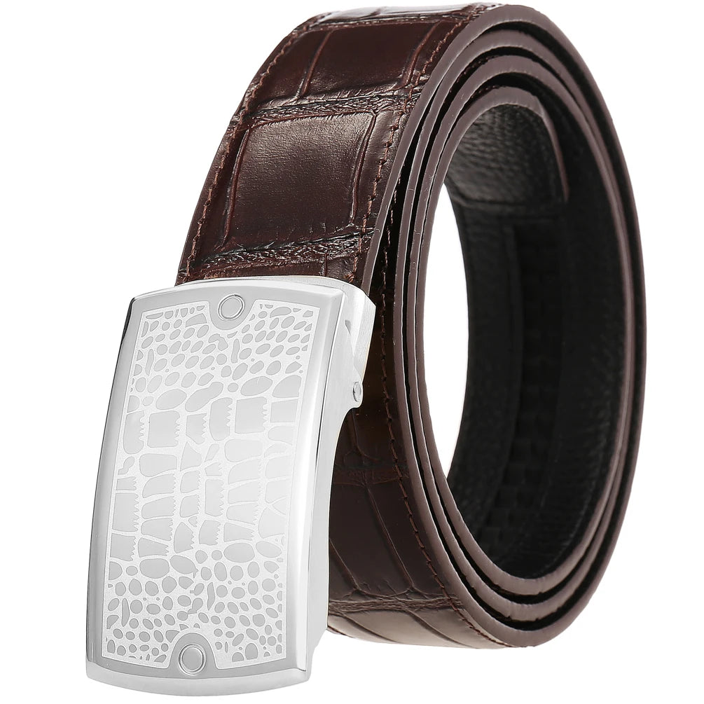 JMT-777226 Men's Luxury Ratchet Belt with Stainless Steel Buckle - Model LY36-61423-8