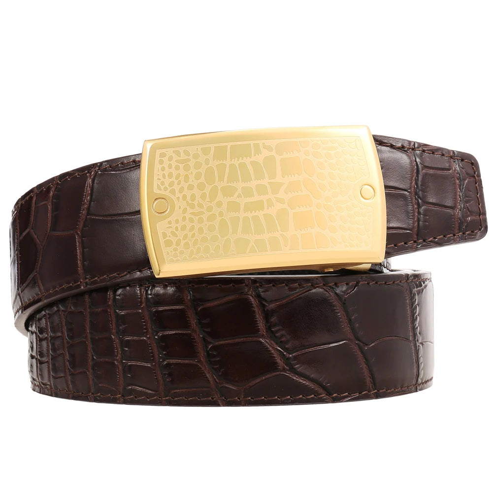 JMT-777226 Men's Luxury Ratchet Belt with Stainless Steel Buckle - Model LY36-61423-8