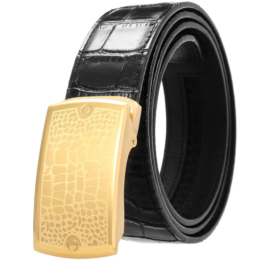 JMT-777226 Men's Luxury Ratchet Belt with Stainless Steel Buckle - Model LY36-61423-8