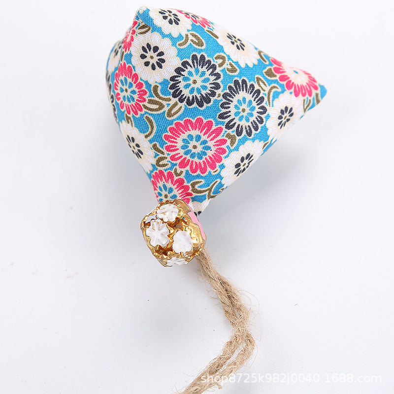 JMT-777290 Catnip Cat Dumplings with Bells - Chew Toy in Light Blue, Navy Blue, Light Brown, Small Pink, and Red