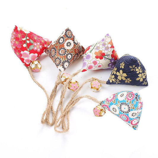 JMT-777290 Catnip Cat Dumplings with Bells - Chew Toy in Light Blue, Navy Blue, Light Brown, Small Pink, and Red