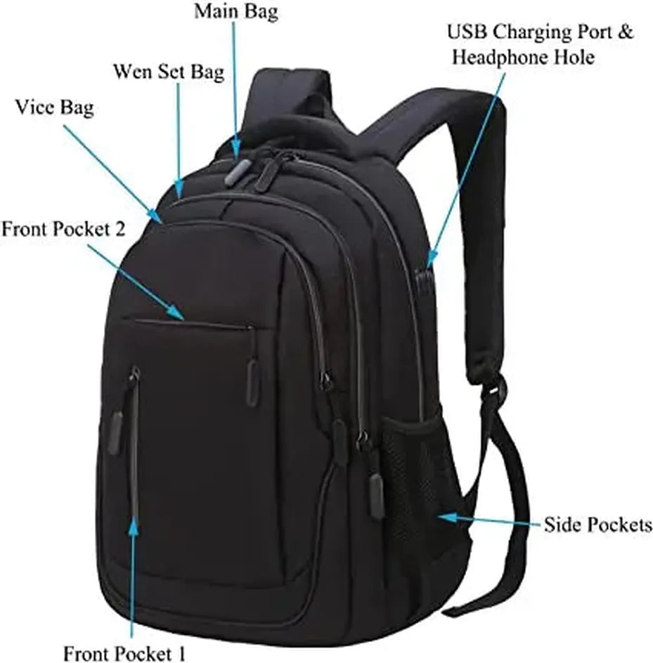 JMT-777290 Durable Waterproof USB Charging Laptop Backpack for Travel and University Use