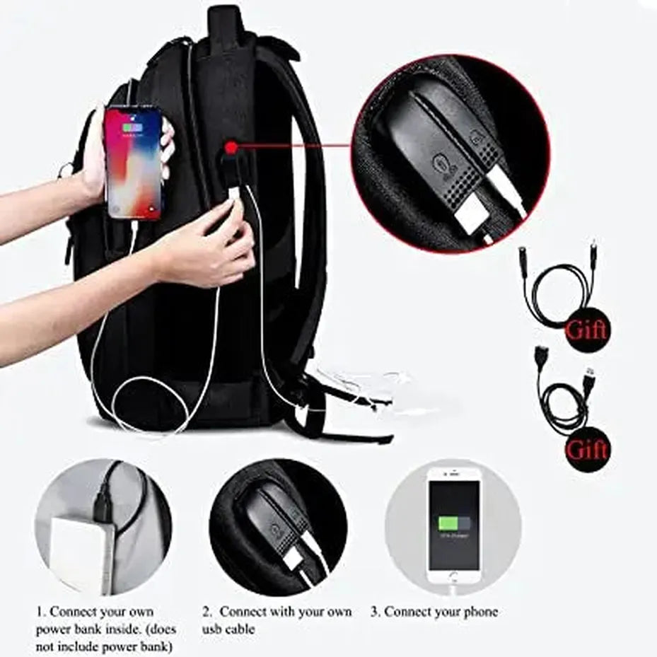 JMT-777290 Durable Waterproof USB Charging Laptop Backpack for Travel and University Use