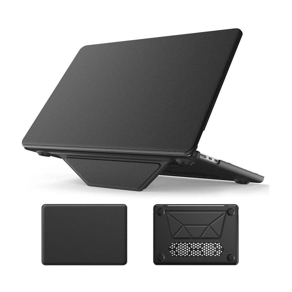 JMT-777290 Gold PU Kickstand Cover for MacBook Pro 14-inch (2021/2023) Models A2442, A2779, A2918, A2992