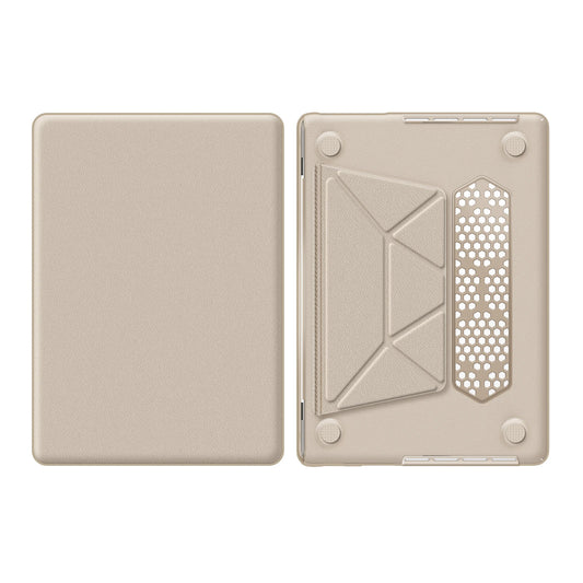 JMT-777290 Gold PU Kickstand Cover for MacBook Pro 14-inch (2021/2023) Models A2442, A2779, A2918, A2992