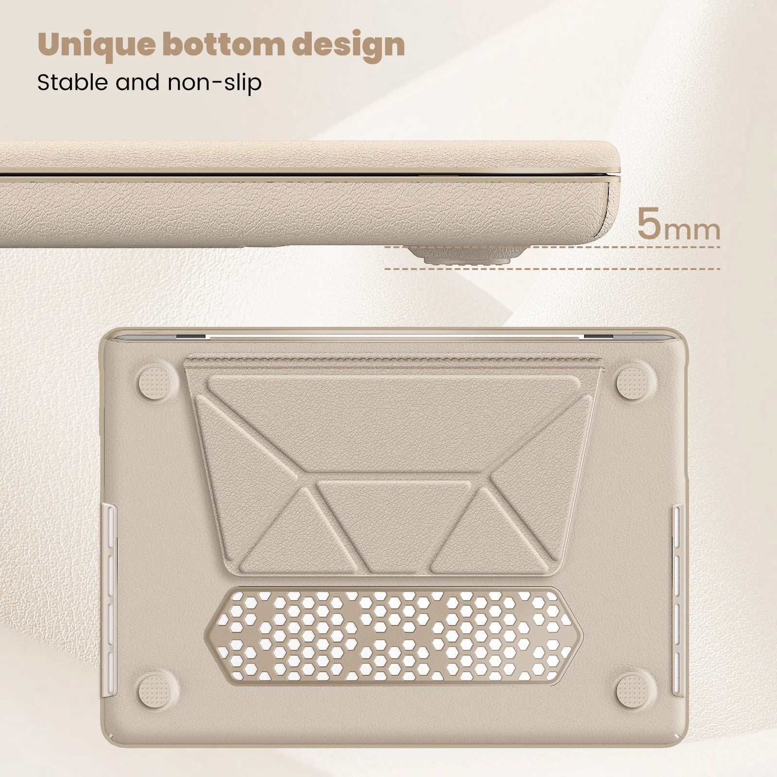 JMT-777290 Gold PU Kickstand Cover for MacBook Pro 14-inch (2021/2023) Models A2442, A2779, A2918, A2992