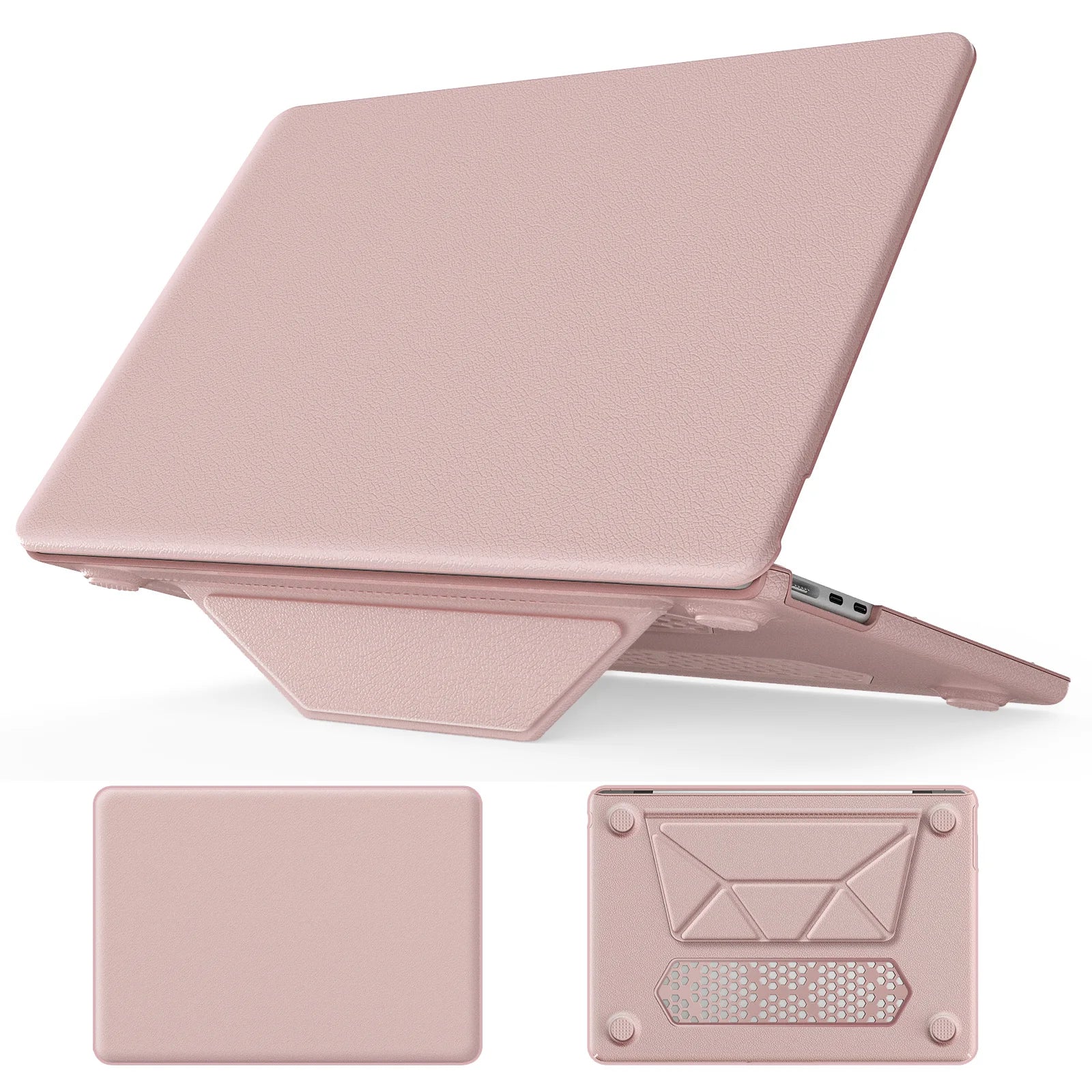JMT-777290 Gold PU Kickstand Cover for MacBook Pro 14-inch (2021/2023) Models A2442, A2779, A2918, A2992