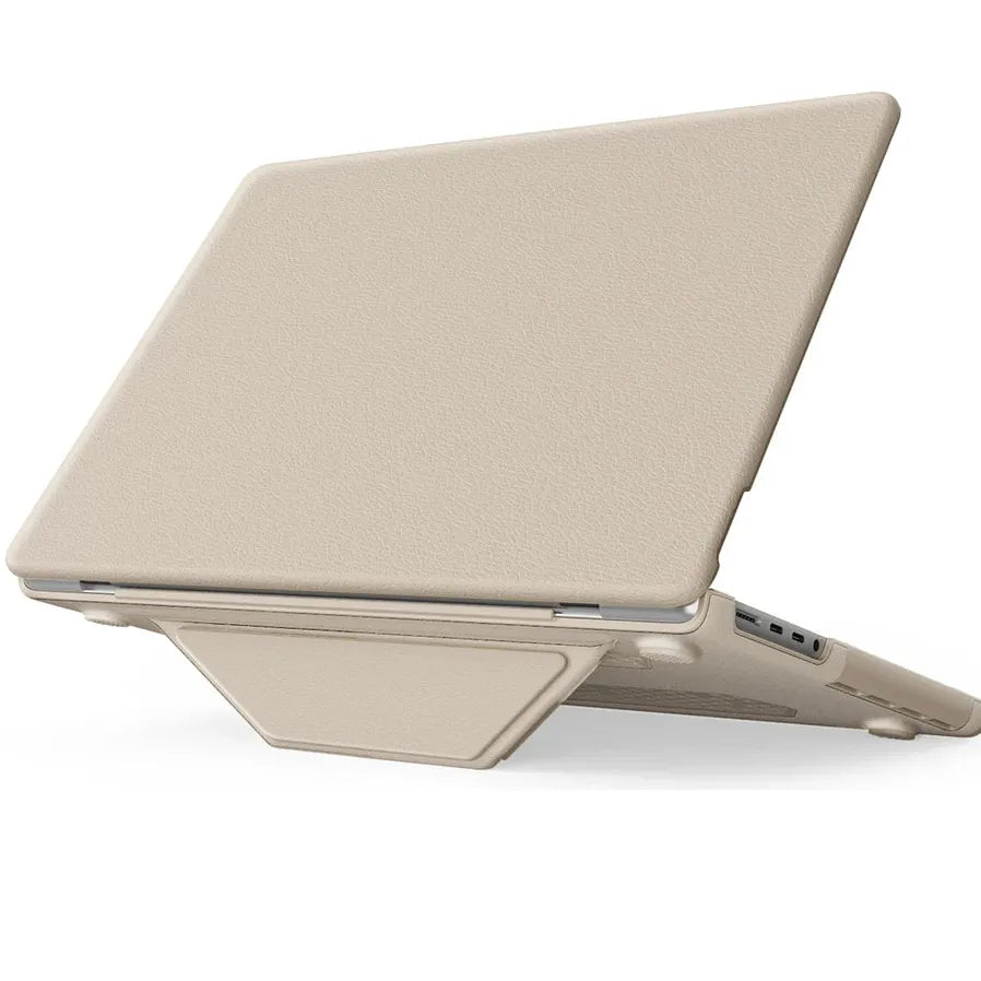 JMT-777290 Gold PU Kickstand Cover for MacBook Pro 14-inch (2021/2023) Models A2442, A2779, A2918, A2992