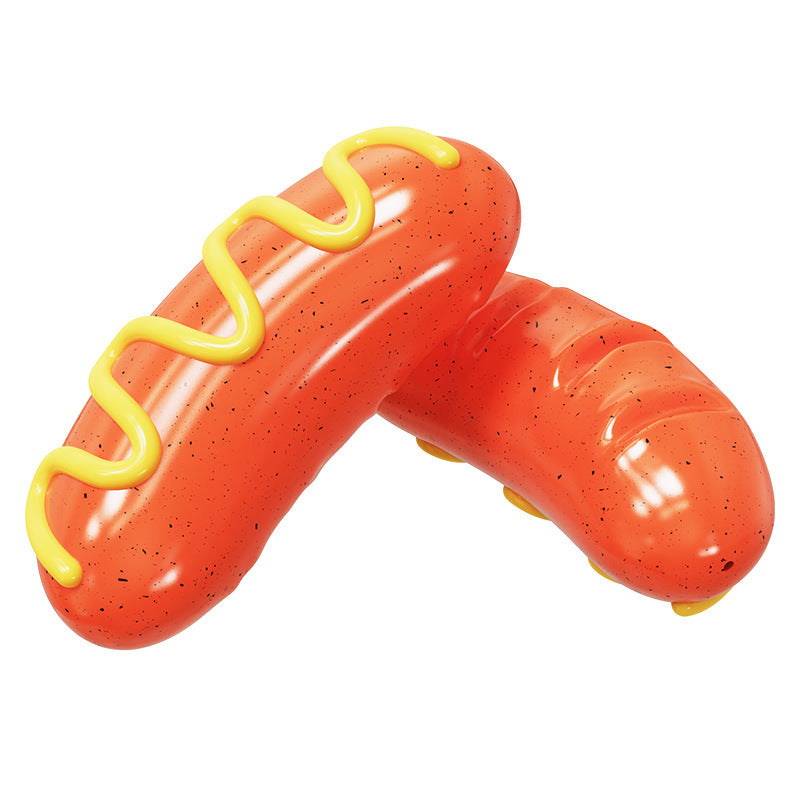 JMT-777610 Durable TPR Pet Dog Molar Toy - Hot Dog Sausage Shape for Chewing and Play