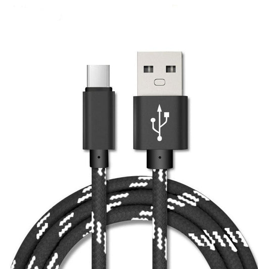 JMT-777802 Nylon Braided Mobile Phone Data Charging Cable - Type-C & USB - 0.25M, 1M, 2M Lengths
