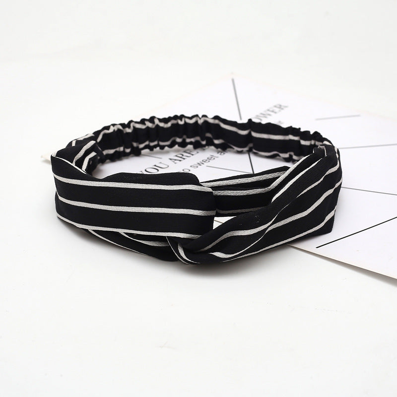 JMT-777994 Chiffon Silk Check Pattern Headband for Women