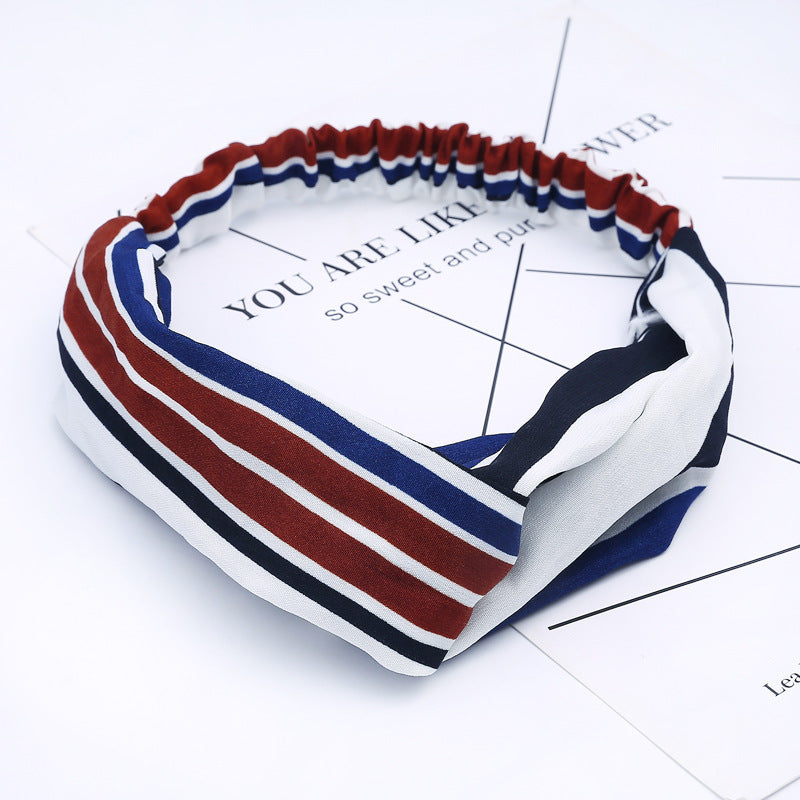 JMT-777994 Chiffon Silk Check Pattern Headband for Women