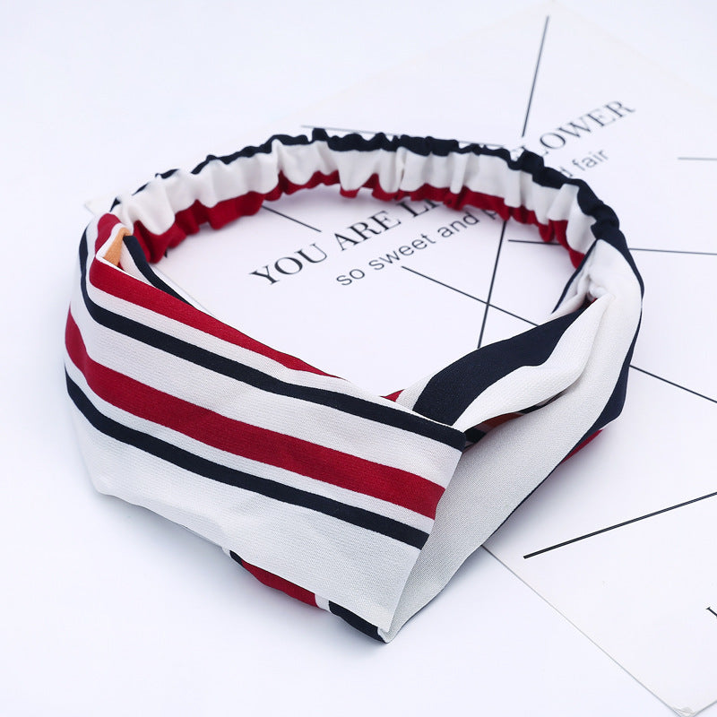 JMT-777994 Chiffon Silk Check Pattern Headband for Women