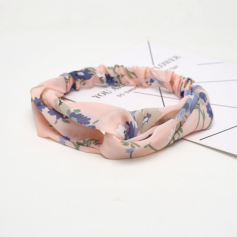 JMT-777994 Chiffon Silk Check Pattern Headband for Women