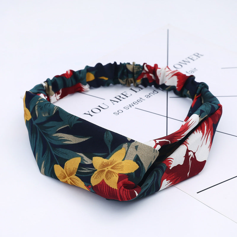 JMT-777994 Chiffon Silk Check Pattern Headband for Women