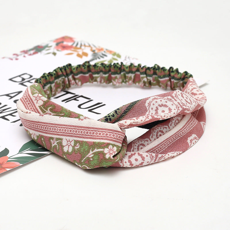 JMT-777994 Chiffon Silk Check Pattern Headband for Women