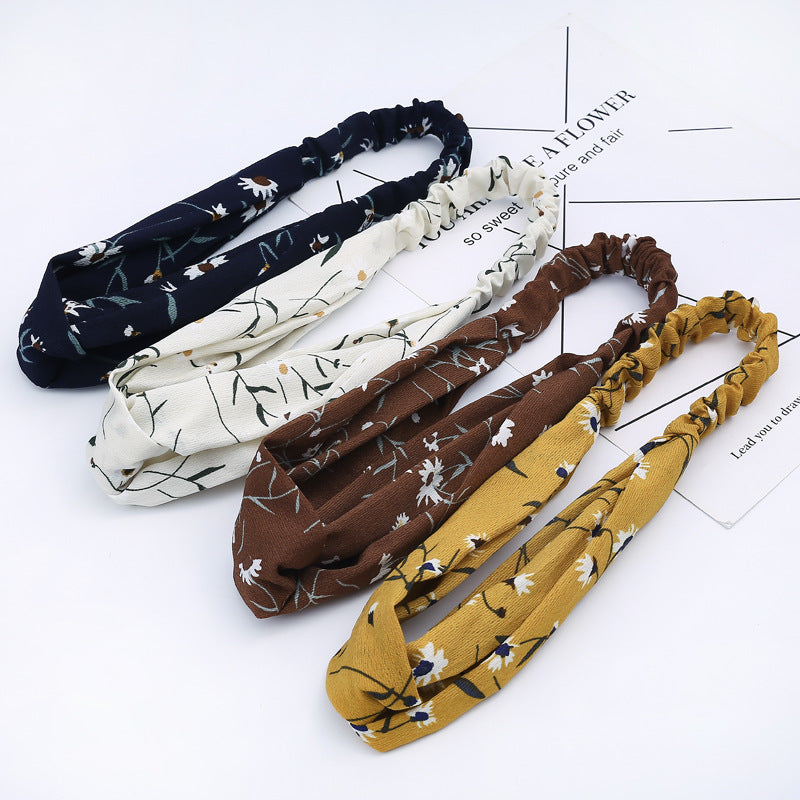 JMT-777994 Chiffon Silk Check Pattern Headband for Women