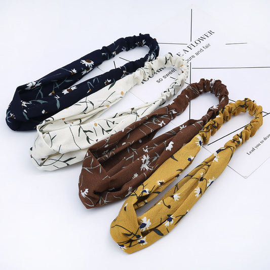 JMT-777994 Chiffon Silk Check Pattern Headband for Women