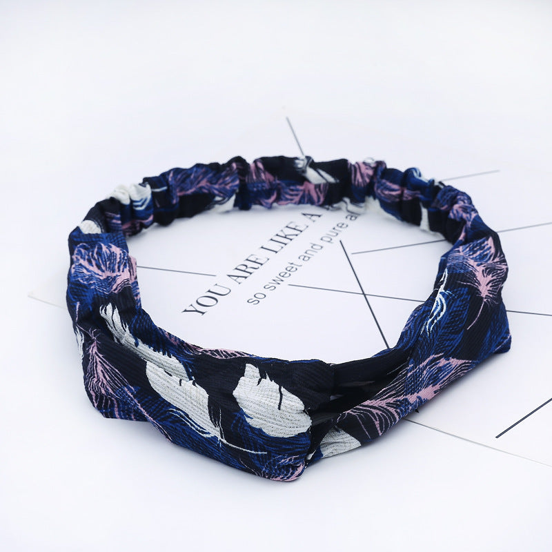 JMT-777994 Chiffon Silk Check Pattern Headband for Women