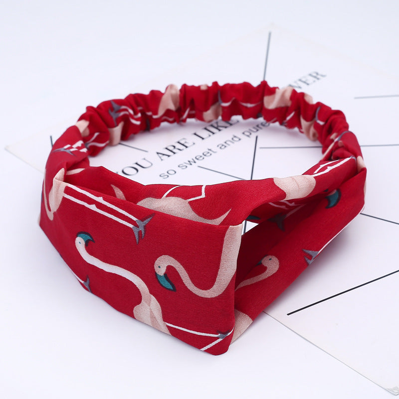 JMT-777994 Chiffon Silk Check Pattern Headband for Women