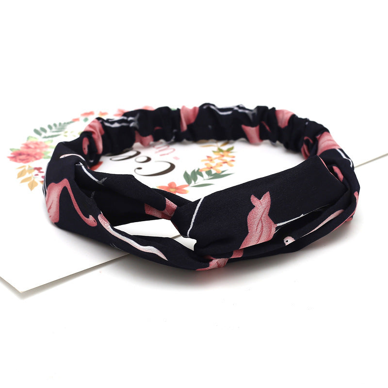 JMT-777994 Chiffon Silk Check Pattern Headband for Women