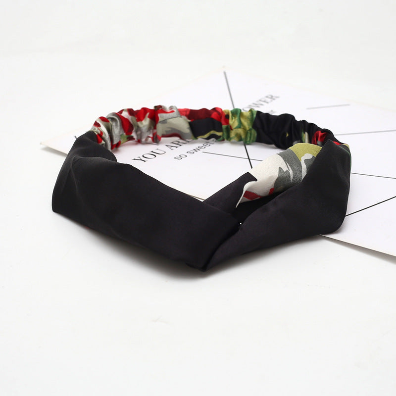 JMT-777994 Chiffon Silk Check Pattern Headband for Women